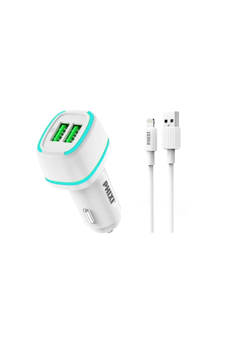 Force Qcc571l Çift Çıkışlı Fast Lightning Usb Kablolu Araç Şarj Cihazı