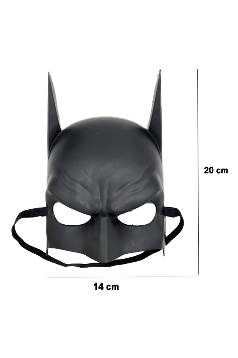 Siyah Renk Çocuk Boy Arkadan Lastikli Batman Maskesi A Kalite  20x14 Cm