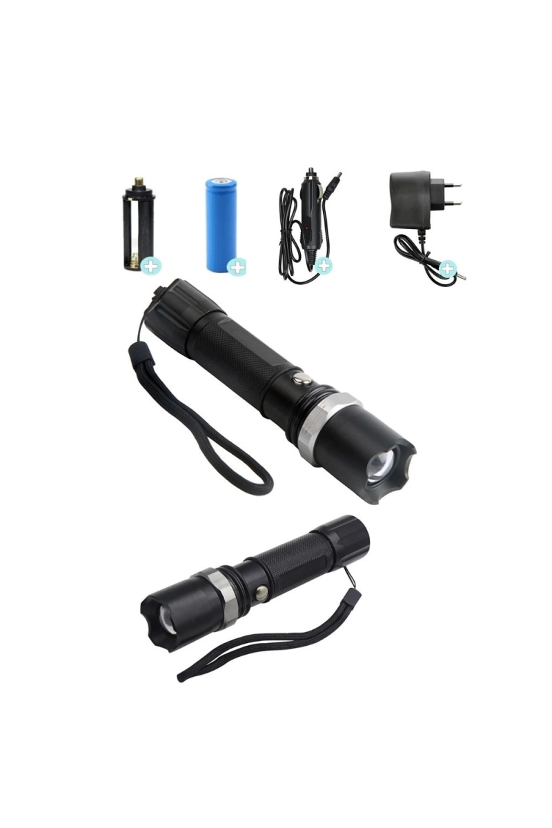 Swat Profesyonel Şarjlı El Feneri Ledli+flashlight+zoom Özellikli 6 Parça Full Set