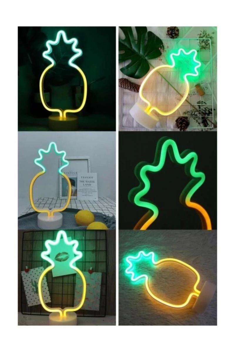 Ananas Model Neon Led Işıklı Masa Lambası Dekoratif Aydınlatma Gece Lambası