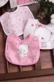 Pembe Ayı Temalı Kare 3 Parça Microfiber Mama Önlüğü Kendi Kutusunda (sıvı Geçirmez) Çıtçıtlı