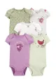 Layette Kız Bebek 5'li Kısa Kol Body  Karışık Renkli