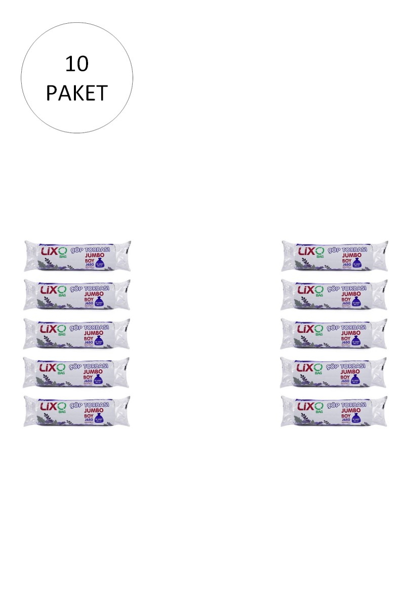 J-650 Jumbo Boy Çöp Torbası 80 x 110 cm 10 Lu Rulo x 10 Paket = 100 Adet (Siyah)