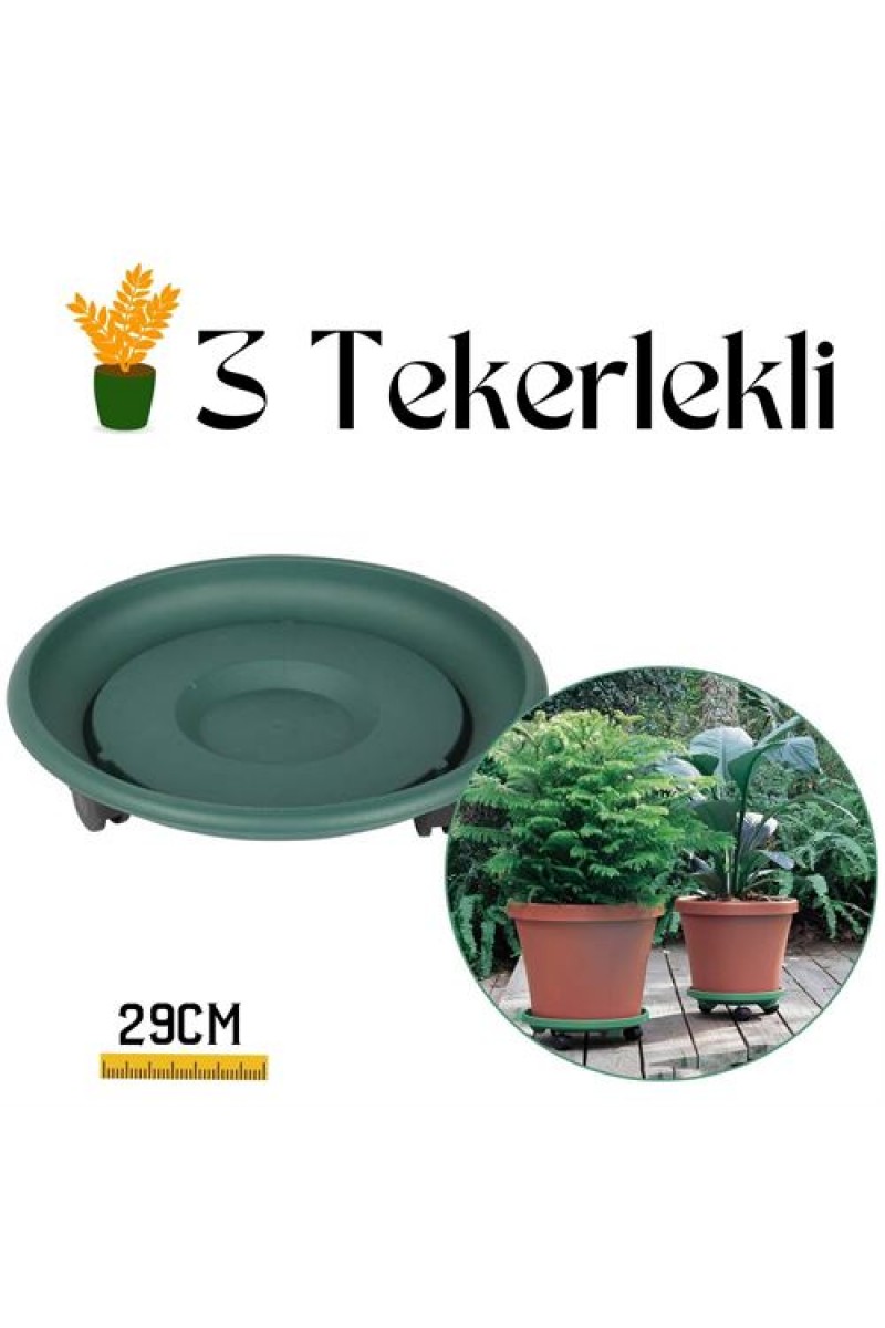 Turk Tekerlekli Saksı Altığı 29 CM Coadura Design Yeşil