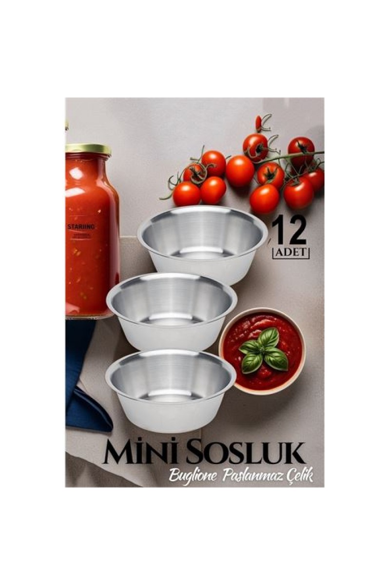 Turk 12 ADET Paslanmaz Çelik Mini Sos Kasesi  719216  Toptan Paket