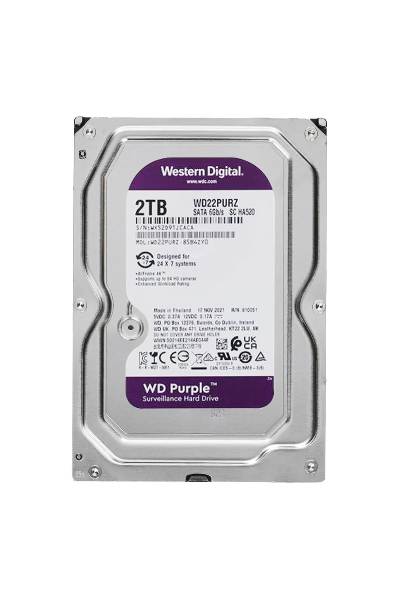 WESTERN DIGITAL PURPLE WD22PURZ 2 TB SATA 6GB/S 7/24 GÜVENLİK HARDDISK (4767)