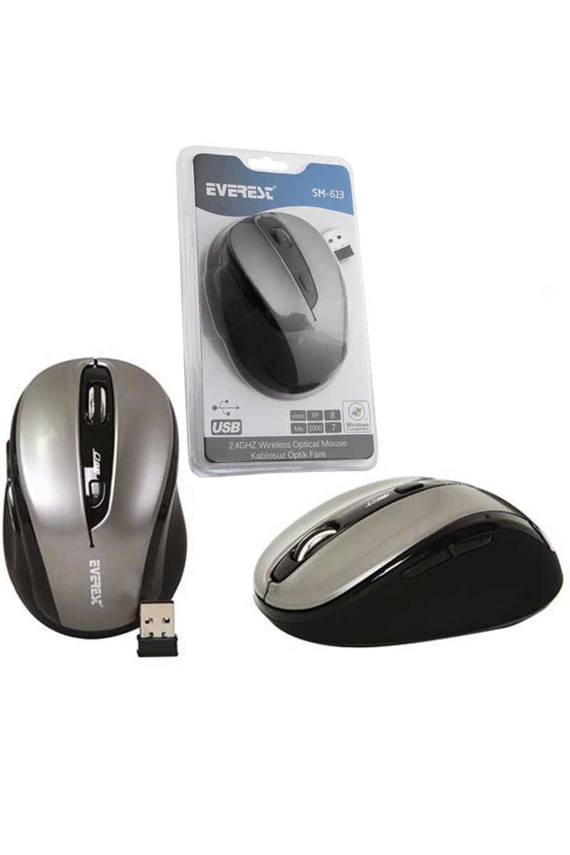 EVEREST SM-613 SİYAH 2.4GHZ OPTİK USB KABLOSUZ MOUSE (4767)