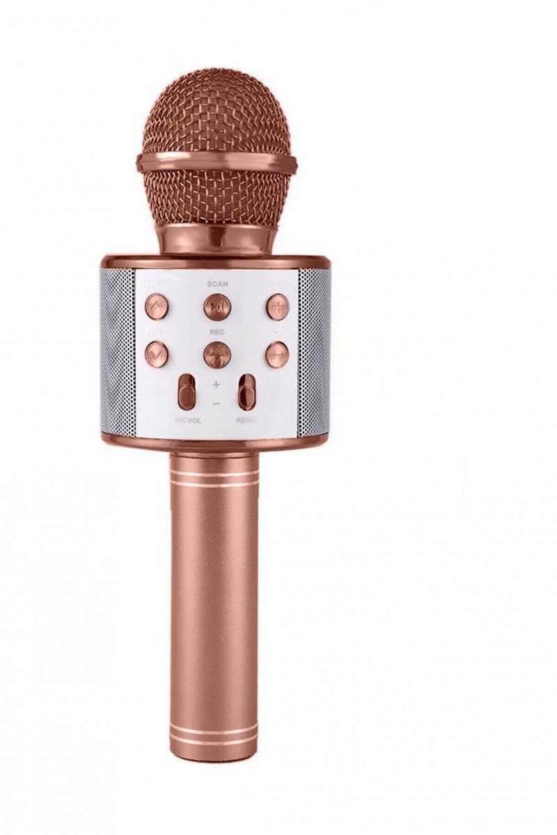 Karaoke Mikrofonlu Hoparlör - Şarjlı -Bluetooth Rose Gold (4767)