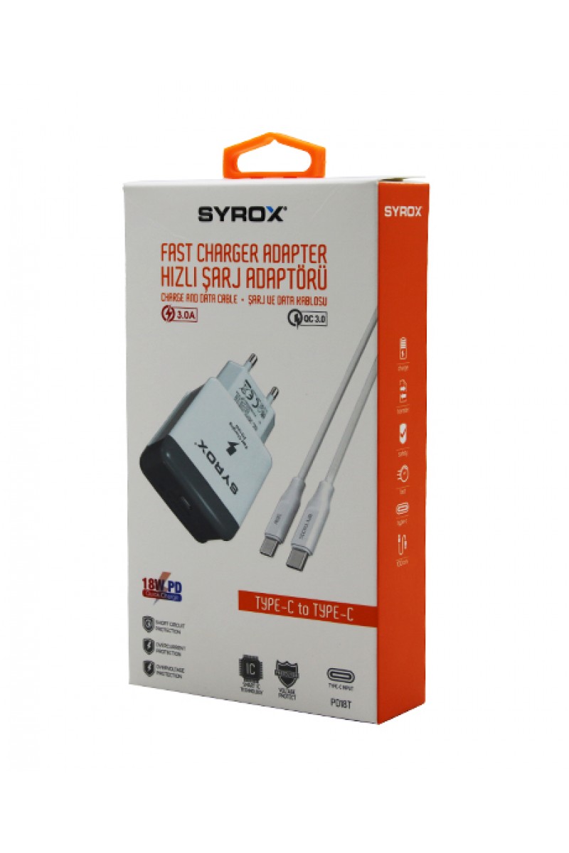 FAST CHARGER TYPE-C - TO - TYPE-C HIZLI SET EV ŞARJ ALETİ 3.0A 18W PD (4767)