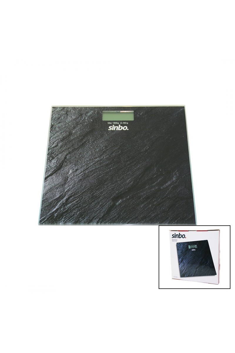 DİJİTAL - PİLLİ  CAM BANYO BASKÜLÜ  LCD EKRAN - SICAKLIK GÖSTERGELİ   180KG/50GR   26X26CM  SİNBO SBS-4450 (4767)