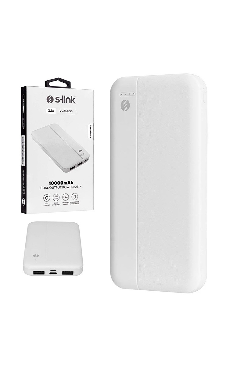 S-LINK IP-G10N BEYAZ MICRO+TYPE C GİRİŞLİ 10000 MAH TAŞINABİLİR ŞARJ CİHAZI POWERBANK (4767)