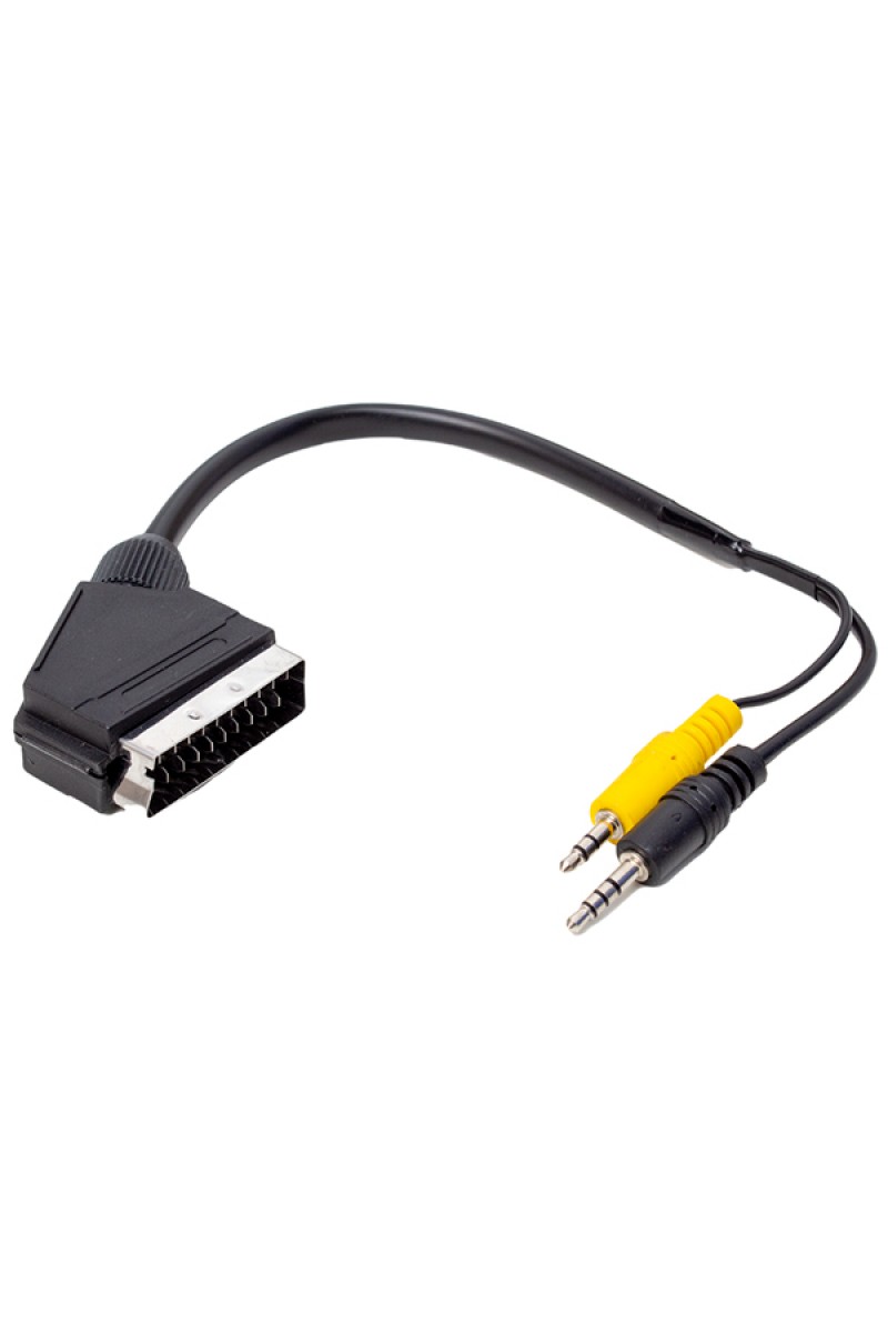 UYDU ALICISI AV KABLO 3.5 MM STEREO ERKEK/SCART KABLO 35 CM UZUN VE KISA JACK BİR ARADA (4767)