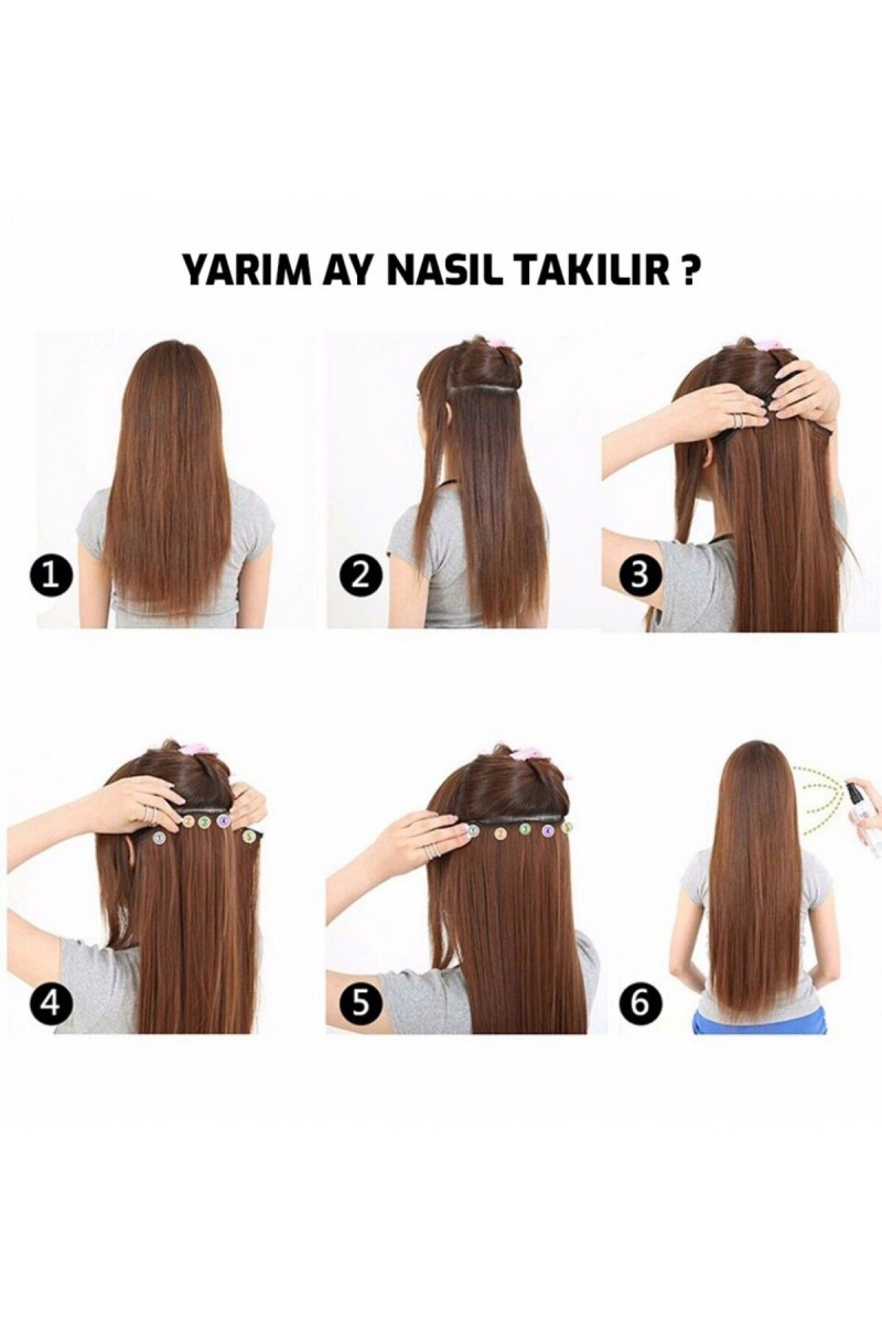 Siyah Afro Dalgalı Uzun Yarım Ay Saç – 3 Parça Çıt Çıt 75cm. 230 Gr. Vıp Serı