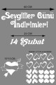 Happy Valentine's Day Sevgililer Günü Sticker Kalp, Love, I Love You Cam, Duvar Sticker Etiket Seti