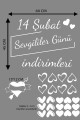 Happy Valentine's Day Sevgililer Günü Sticker Kalp, Love, I Love You Cam, Duvar Sticker Etiket Seti