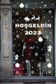 Hoşgeldin 2023 Yılbaşı Happy New Year Sticker Çıkartma Süsü Yeni Yıl Parti Cam Noel Ağacı Kar Tanesi