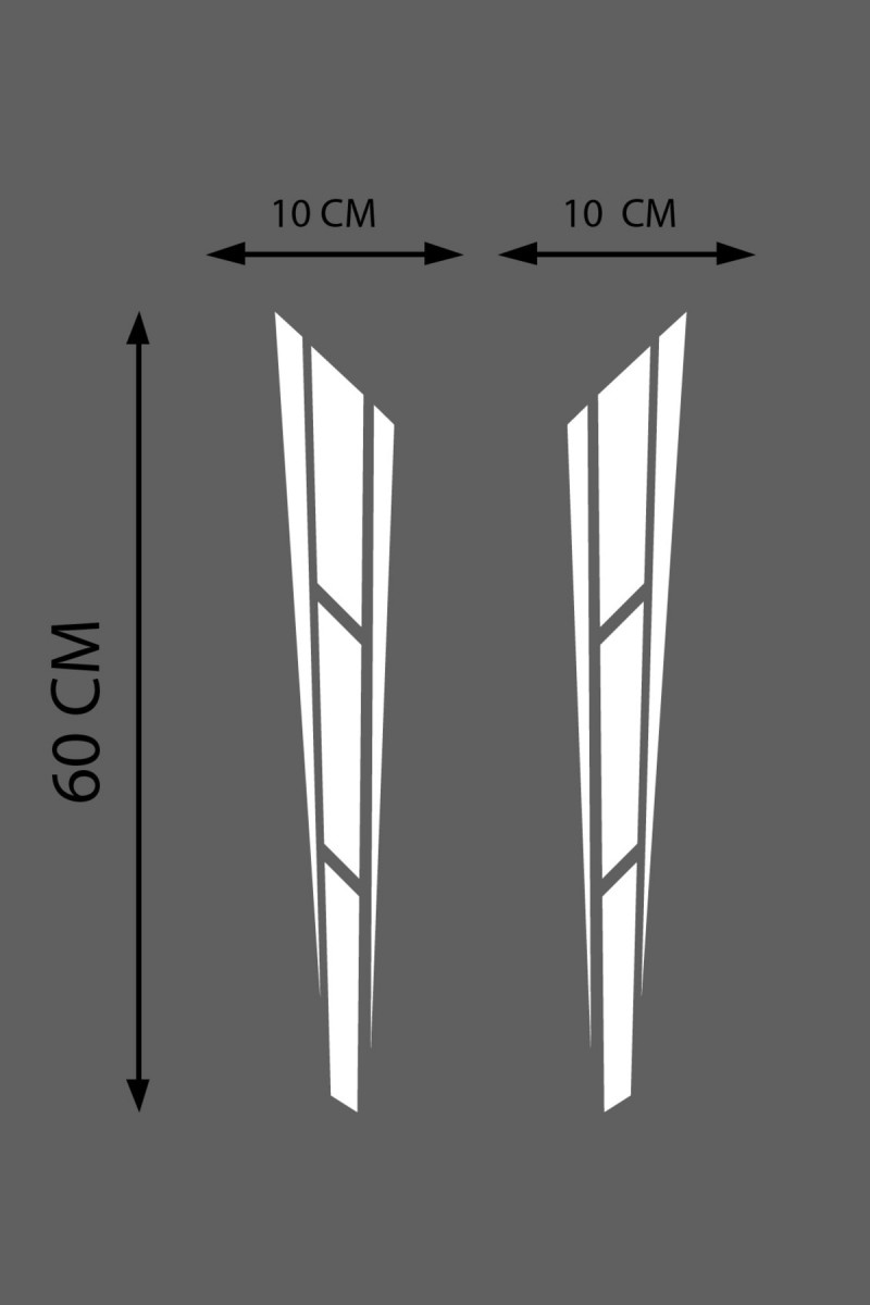 Oto Kaput Sticker Çift Şerit 2 Adet Beyaz 10*60 Cm