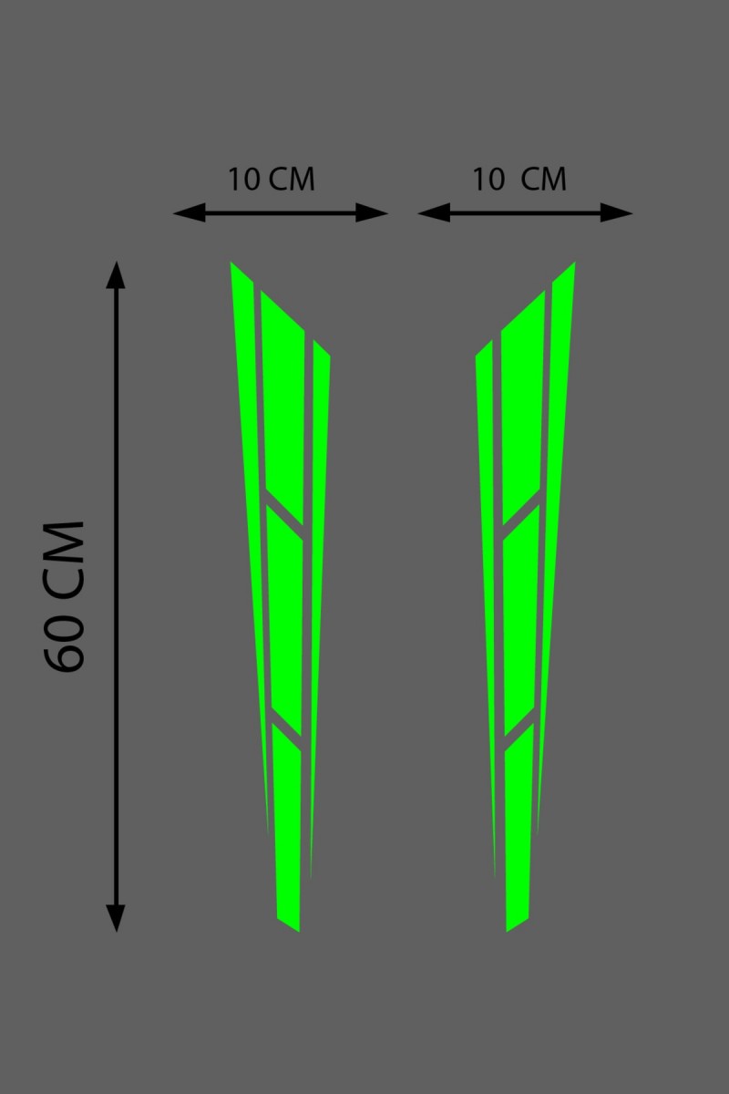 Oto Kaput Sticker Çift Şerit 2 Adet Yeşil 10*60 Cm