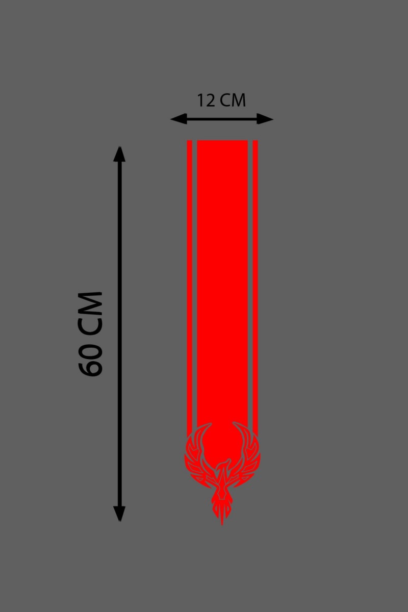 Oto Kaput Şerit Sticker Kartal Tasarımlı Kırmızı 12*60 Cm