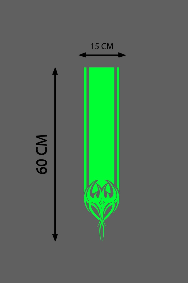 Oto Kaput Şerit Sticker Kılçık Tasarımlı Yeşil 15*60 Cm
