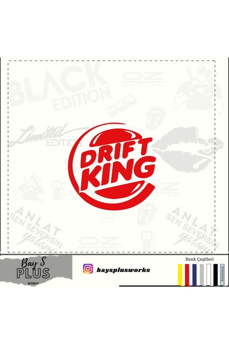 Drift King İçin Uyumlu Aksesuar Oto Cam Sticker Kırmızı 20 Cm