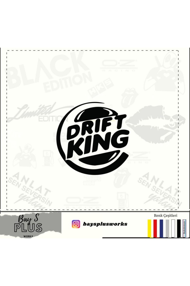 Drift King İçin Uyumlu Aksesuar Oto Cam Sticker Siyah 20 Cm