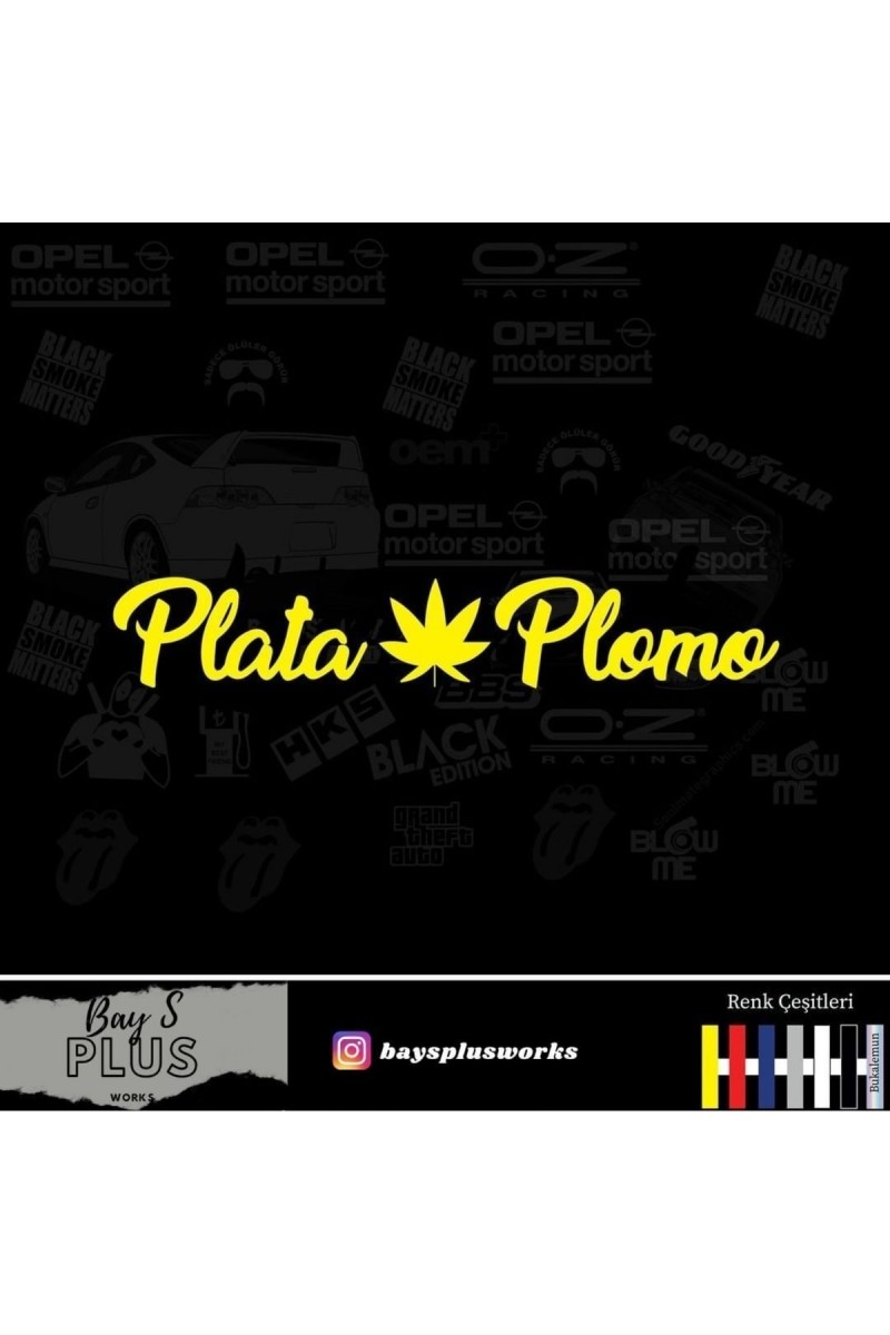 Plata Plomo Oto Sticker Sarı 20*10 Cm