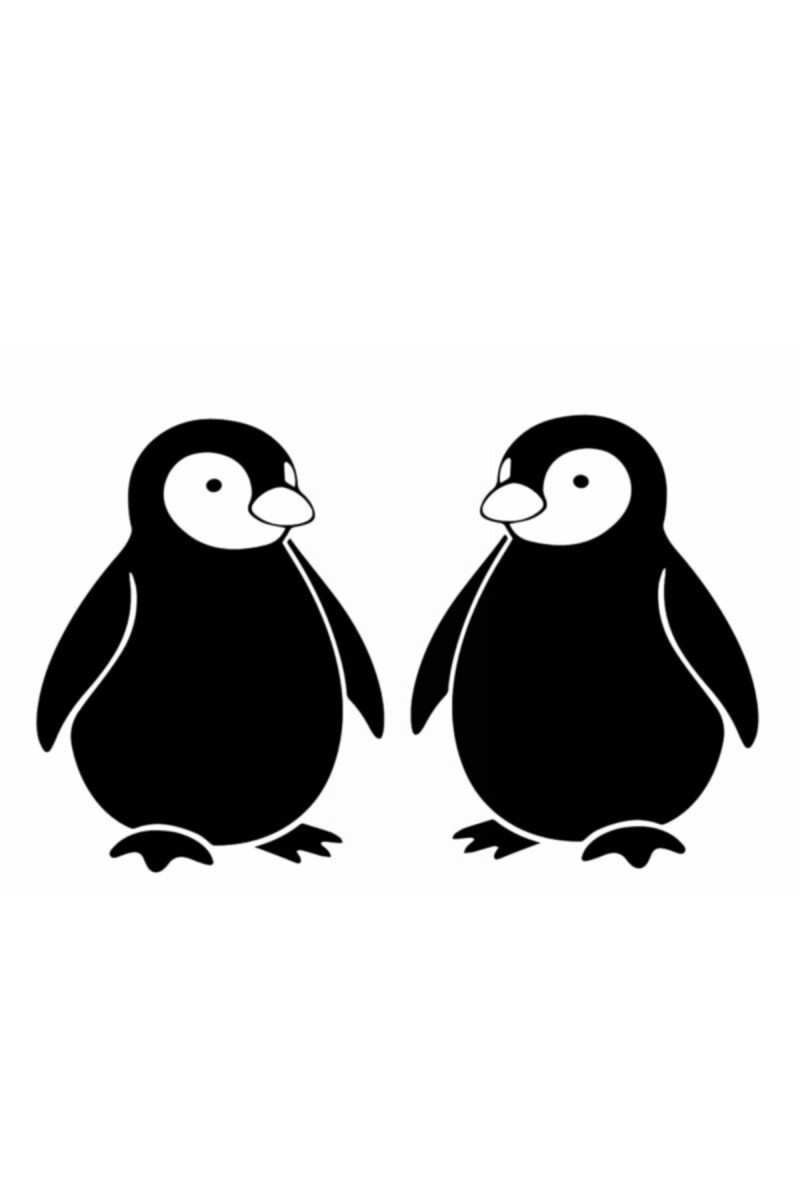 Sevimli Penguen Sticker 2 Parça Beyaz 12*16 Cm