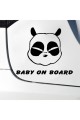 Panda Kafası Bebek On Board Tasarım Oto Sticker Siyah 15*8 Cm