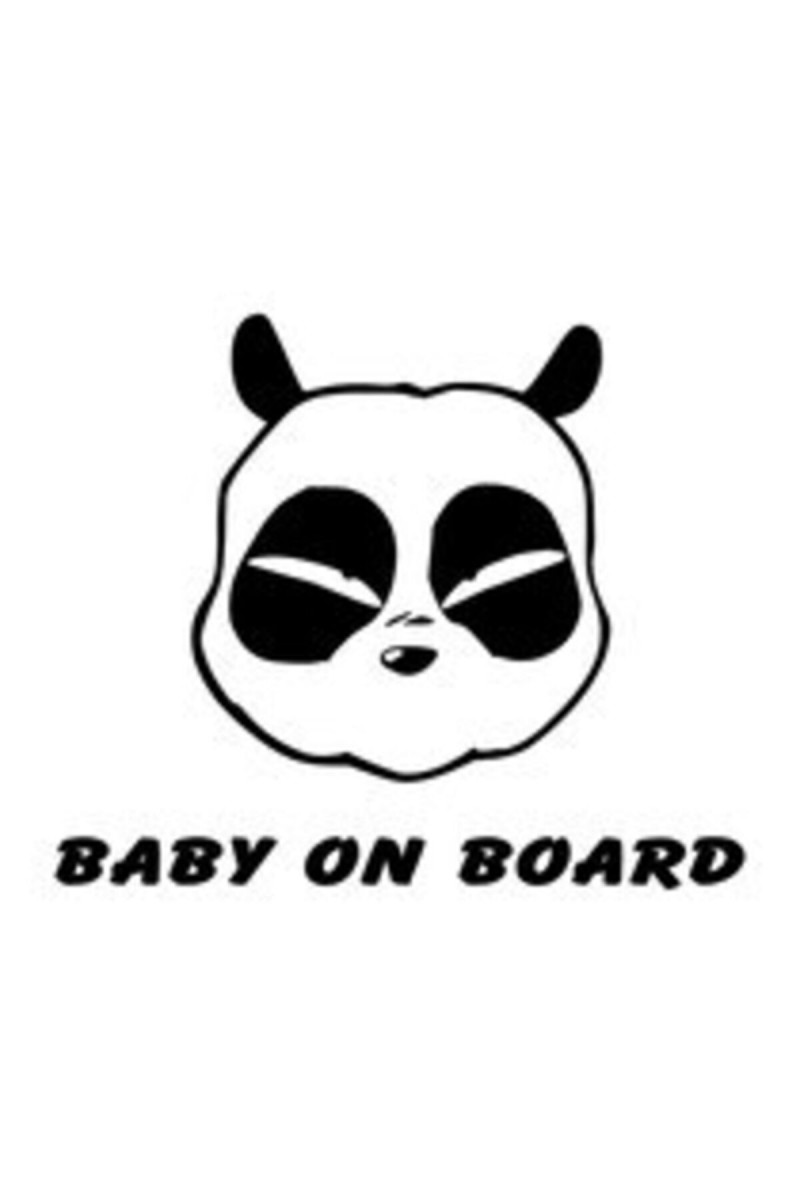 Panda Kafası Bebek On Board Tasarım Oto Sticker Siyah 15*8 Cm