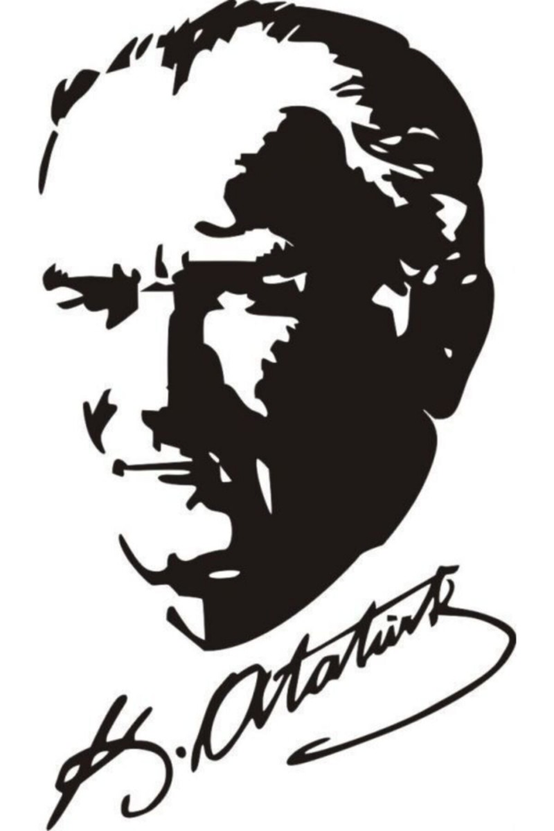 Kemal Atatürk Ve İmzası Tasarım Oto Arka Cam Sticker Siyah 20*13 Cm