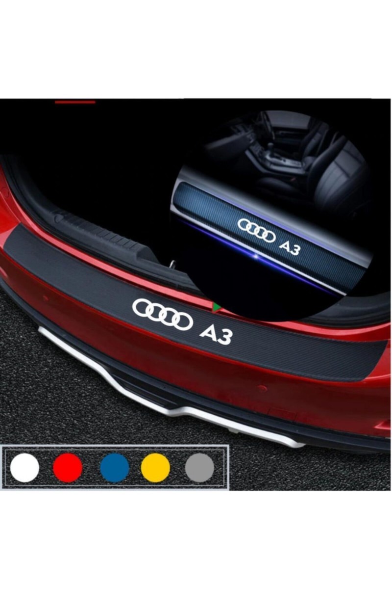 Audi A3 İçin Uyumlu Aksesuar Oto Bagaj Ve Kapı Eşiği Sticker Seti Karbon