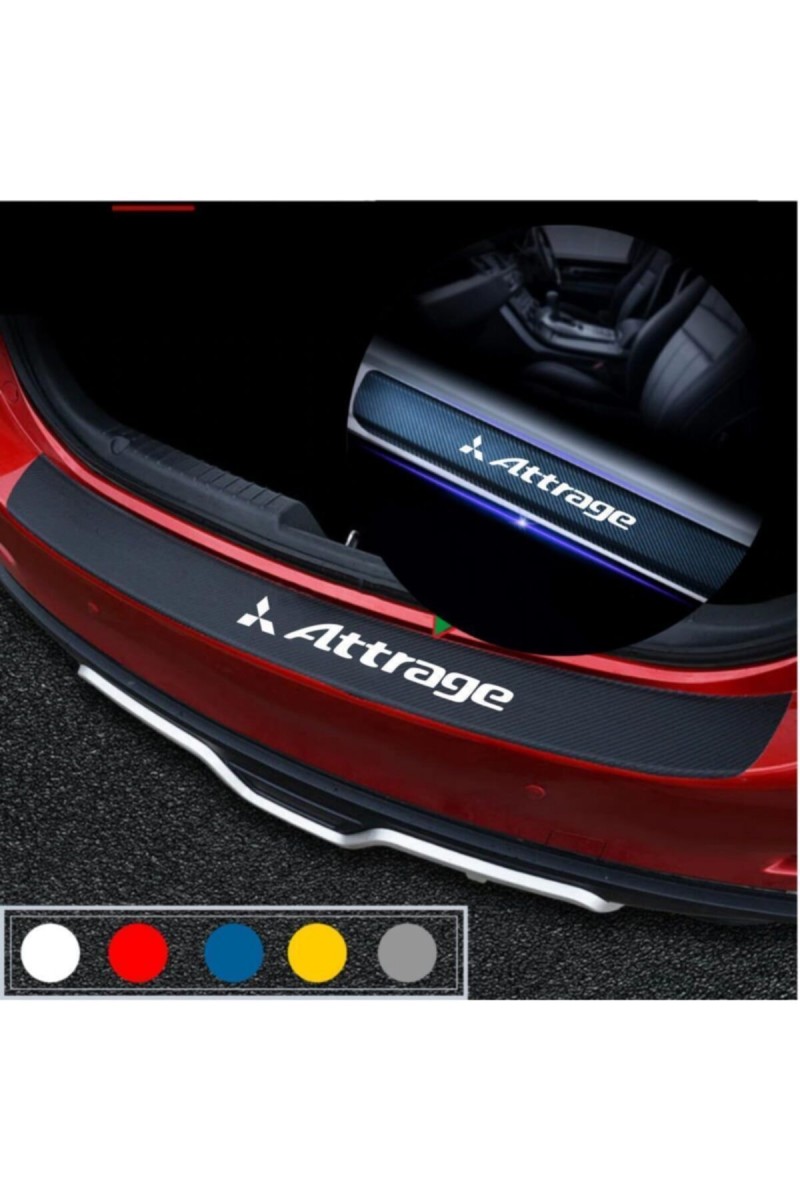 Mitsubishi Attrage İçin Uyumlu Aksesuar Oto Bagaj Ve Kapı Eşiği Sticker Seti Karbon