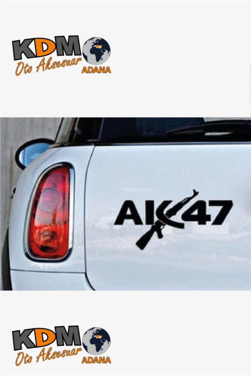 Ak47 Logo Silah Oto Sticker Kırmızı 20*12 Cm