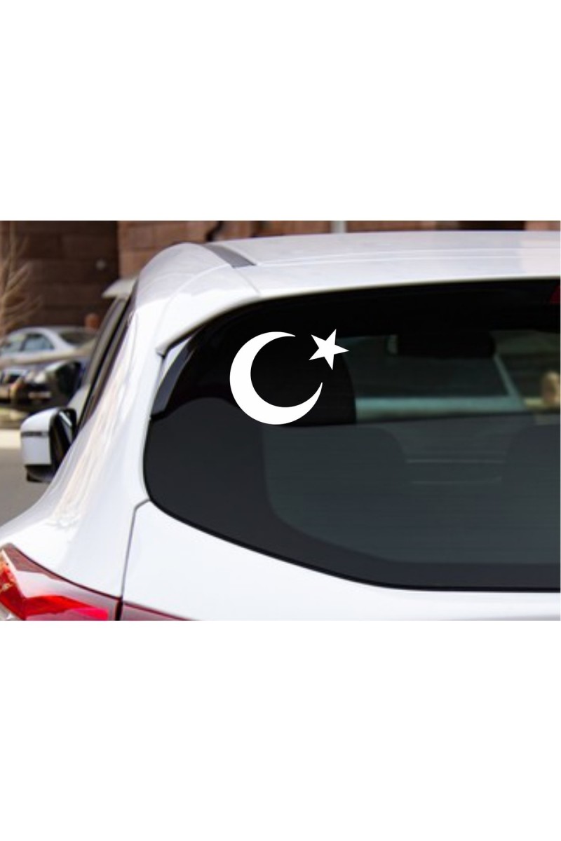 Ay Yıldız Oto Sticker Beyaz