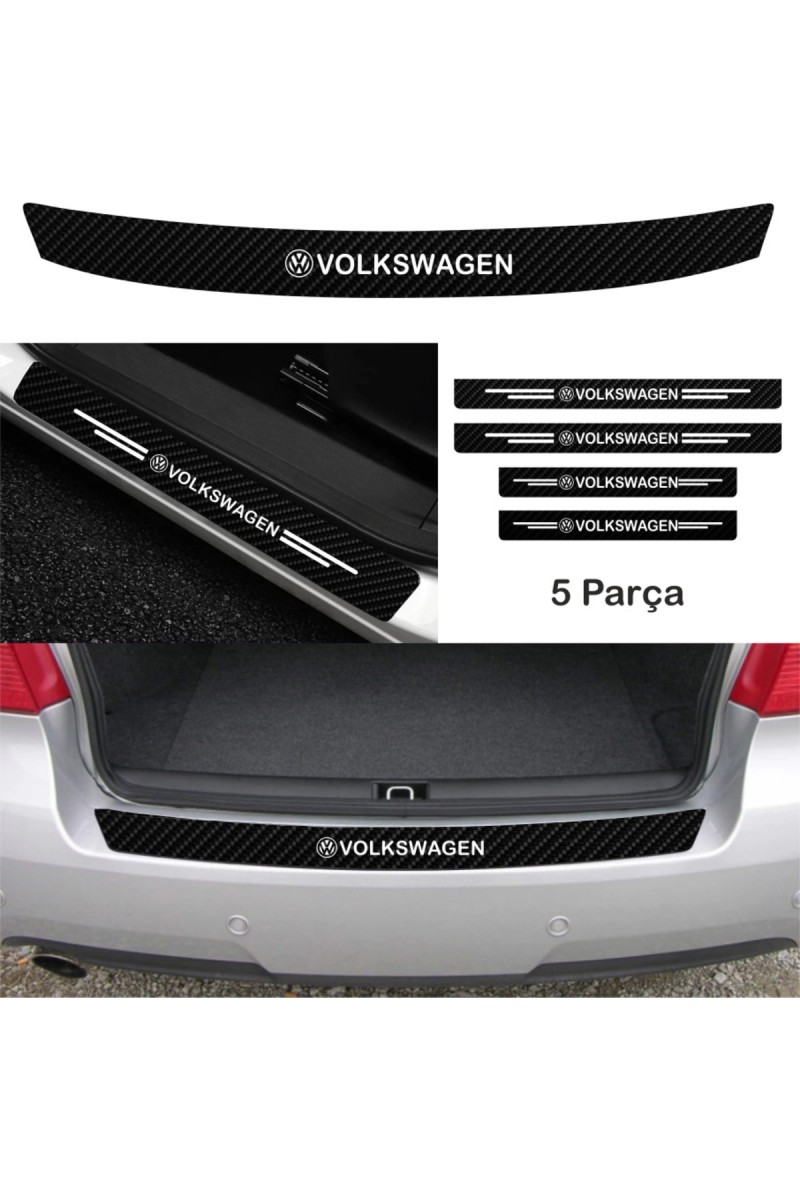 Volkswagen Lupo İçin Uyumlu Aksesuar Oto Bağaj Ve Kapı Eşiği Sticker Set Karbon