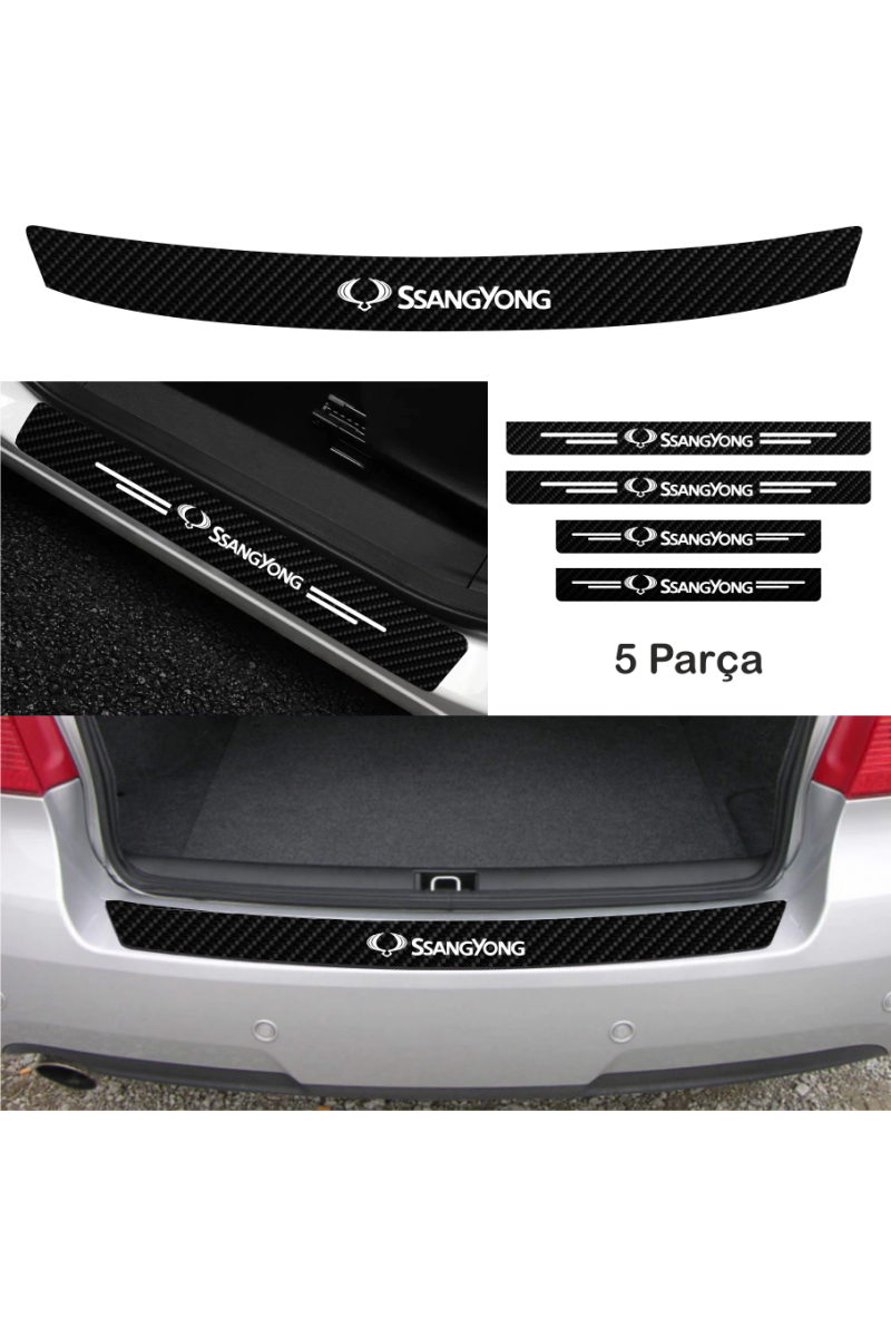 Ssangyong Rexton İçin Uyumlu Aksesuar Oto Bağaj Ve Kapı Eşiği Sticker Set Karbon