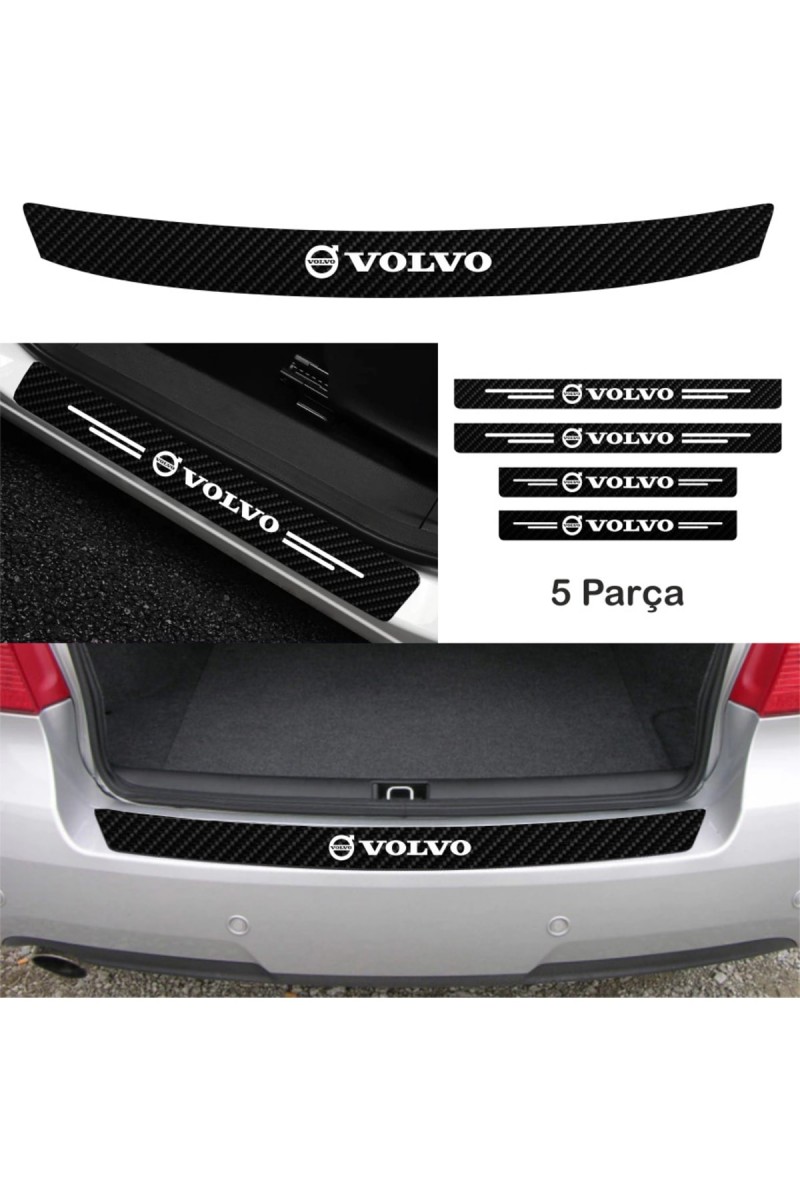 Volvo V60 İçin Uyumlu Aksesuar Oto Bağaj Ve Kapı Eşiği Sticker Set Karbon