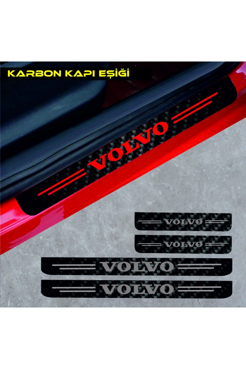 Volvo V70 İçin Uyumlu Aksesuar Oto Kapı Eşiği Sticker Karbon 4 Adet