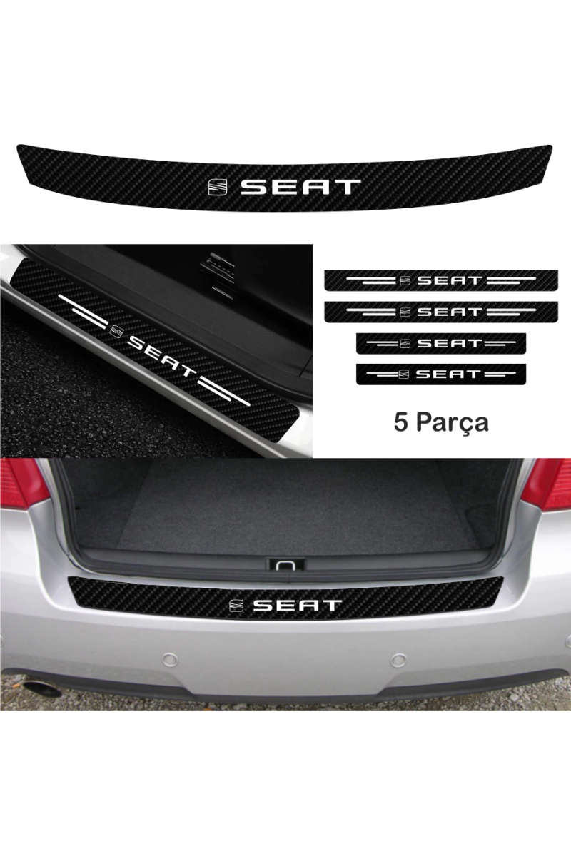 Seat Ateca İçin Uyumlu Aksesuar Oto Bağaj Ve Kapı Eşiği Sticker Set Karbon