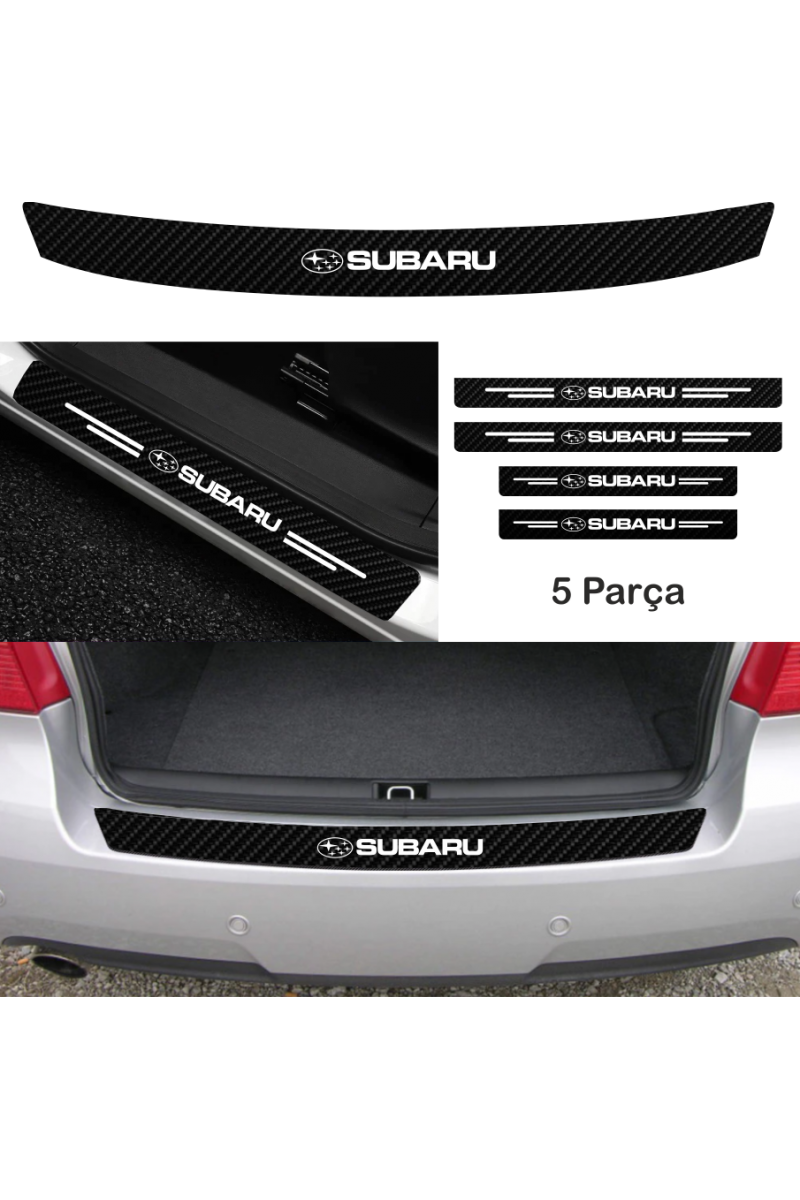 Subaru Impreza İçin Uyumlu Aksesuar Oto Bağaj Ve Kapı Eşiği Sticker Set Karbon