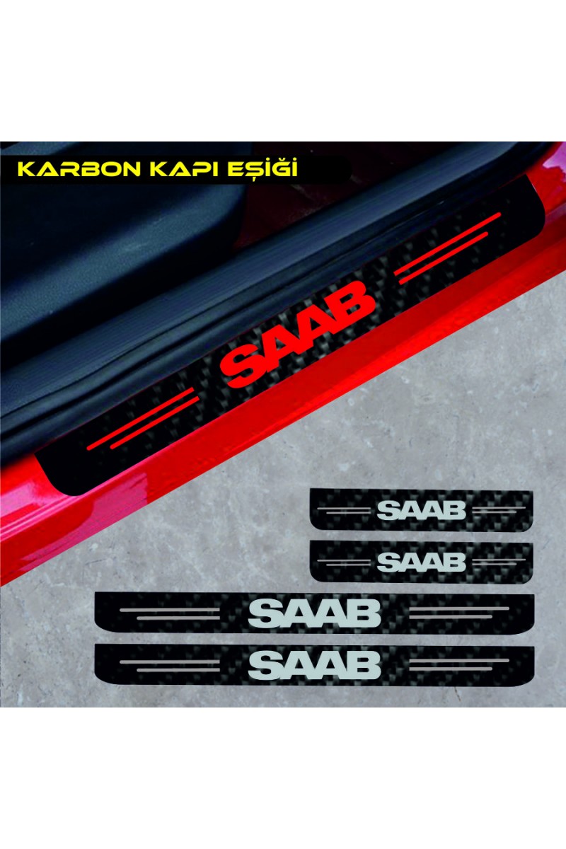 Saab 9-5 İçin Uyumlu Aksesuar Oto Kapı Eşiği Sticker Karbon 4 Adet