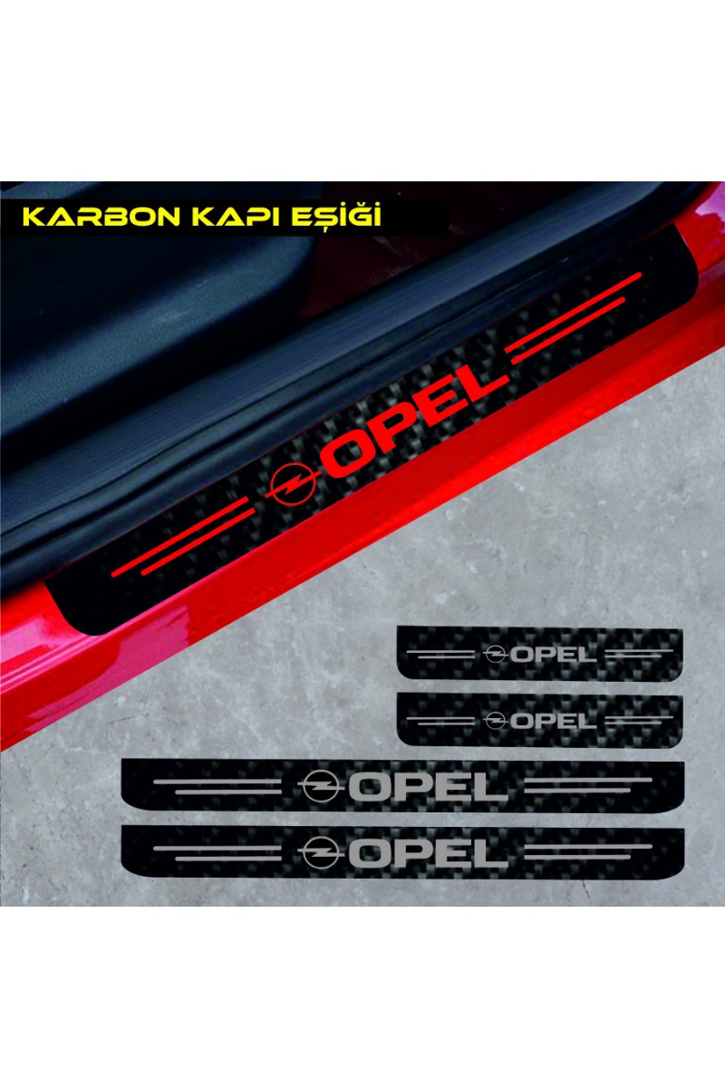 Opel Ascona İçin Uyumlu Aksesuar Oto Kapı Eşiği Sticker Karbon 4 Adet