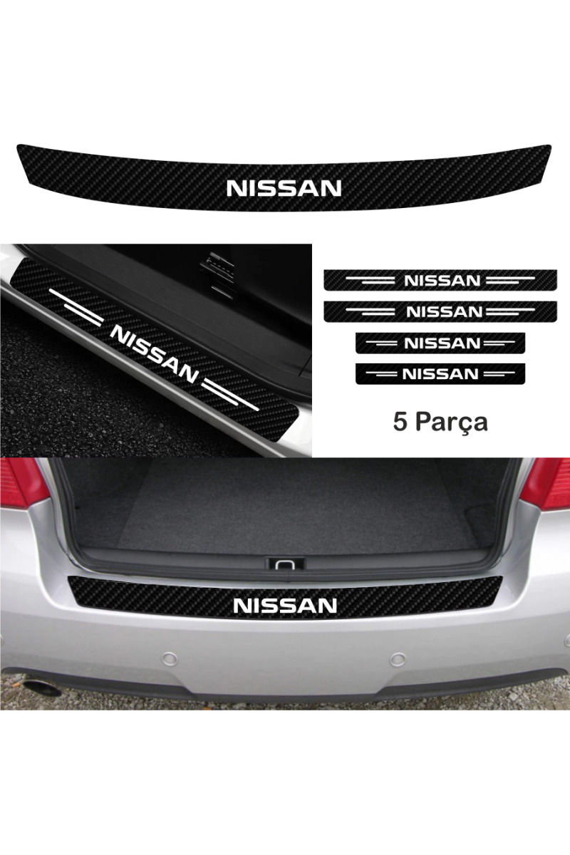 Nissan X-Trail İçin Uyumlu Aksesuar Oto Bağaj Ve Kapı Eşiği Sticker Set Karbon