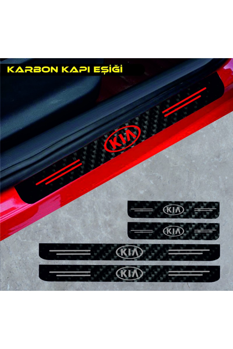 Kia Xceed İçin Uyumlu Aksesuar Oto Kapı Eşiği Sticker Karbon 4 Adet