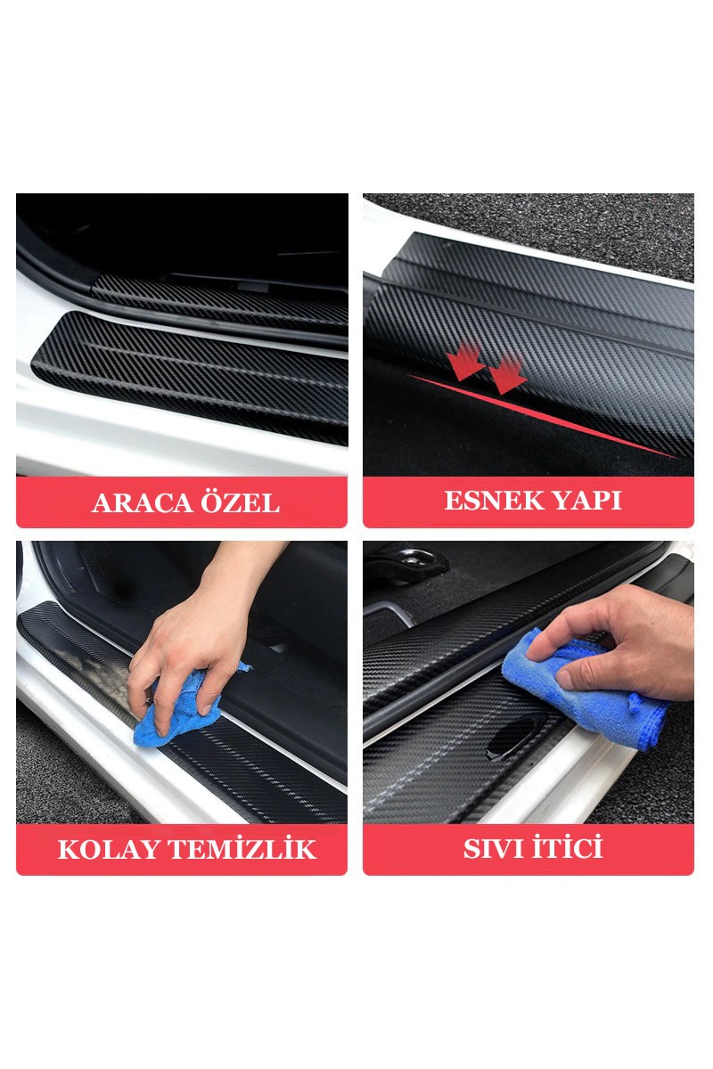 Dodge Avenger İçin Uyumlu Aksesuar Oto Kapı Eşiği Sticker Karbon 4 Adet