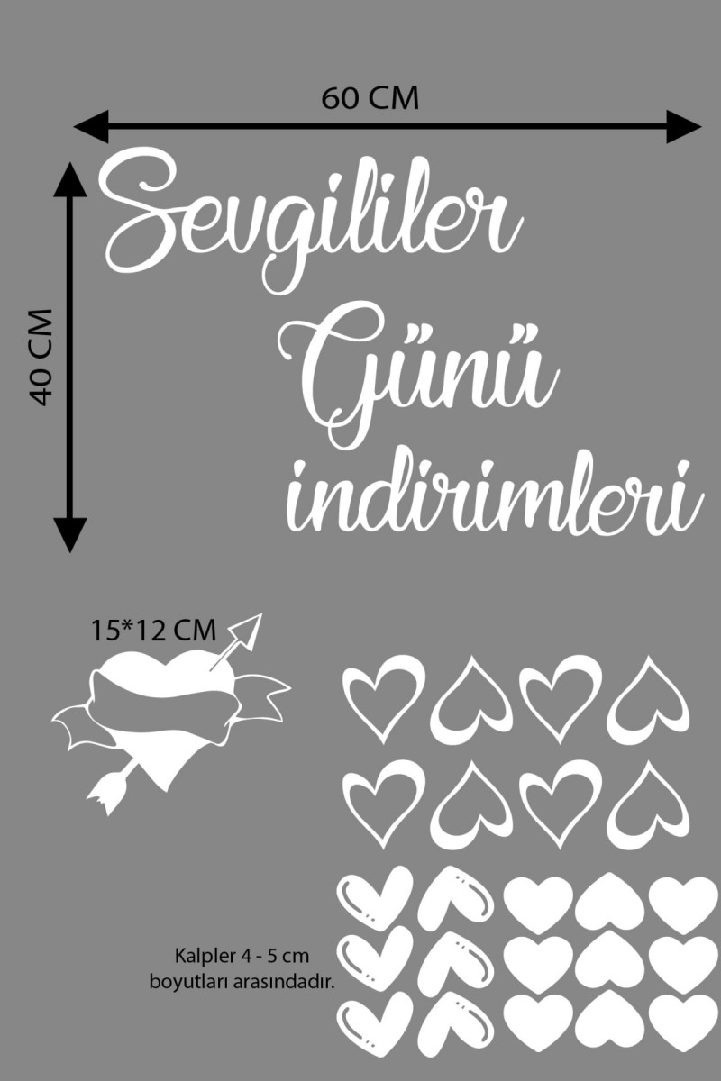 Happy Valentine's Day Sevgililer Günü Sticker Kalp, Love, I Love You Cam, Duvar Sticker Etiket Seti