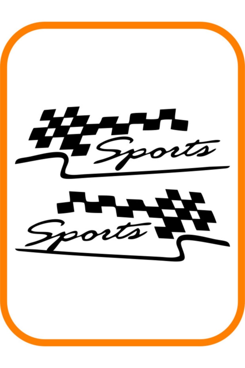 Sports Far Üstü Veya Kaporta Sticker Sağ-Sol Siyah 2 Adet 30*10 Cm