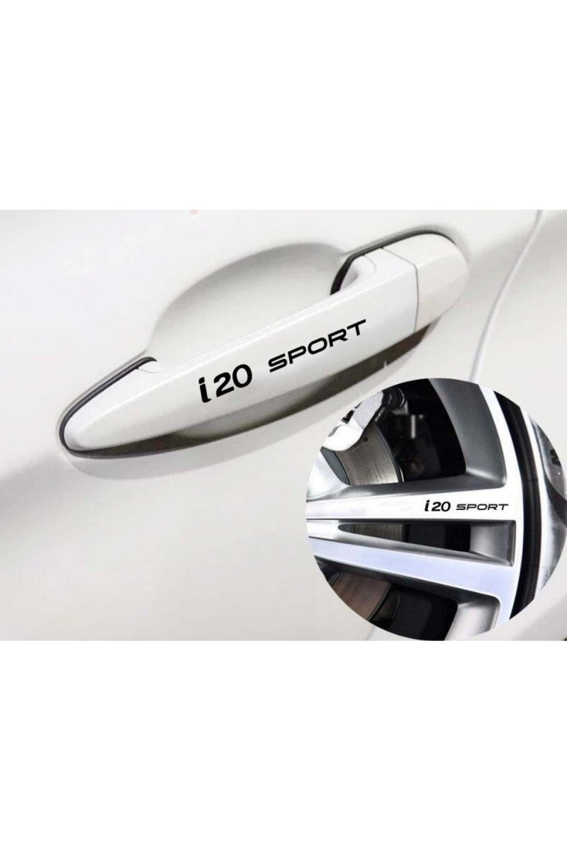 Hyundai I20 İçin Uyumlu Aksesuar Sport Kapı Kolu Sticker Set 8 Ad 10*1,5 Cm