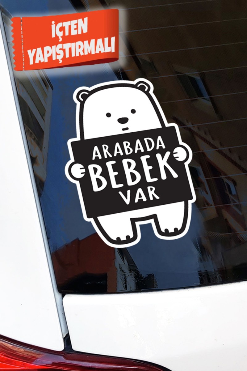 Arabada Bebek Var Ayıcık Oto Sticker 11*16 Cm